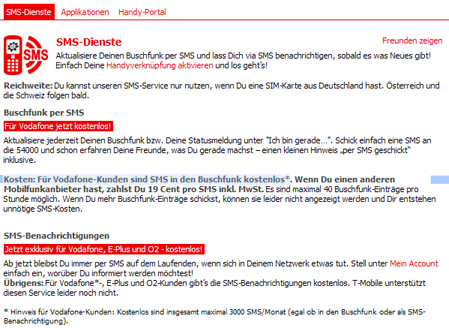 Studivz 4 in Buschfunk und Twitter per SMS (kostenlos) updaten